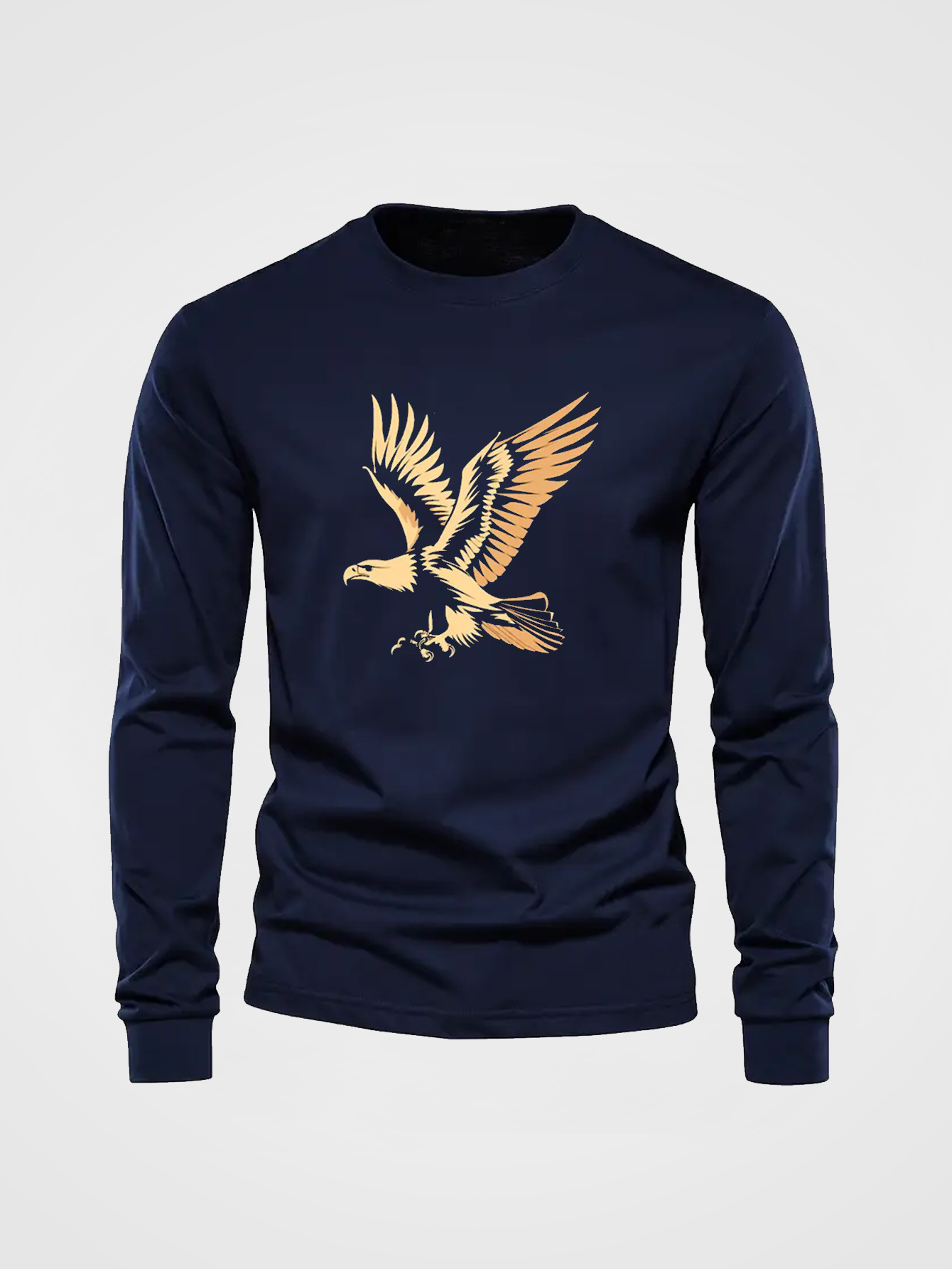 Undershirt Crew Neck - เสื้อยืดคอกลมแขนยาวผู้ชายผ้าฝ้าย 100% ทรงหลวม ไซส์ใหญ่ สไตล์สตรีทแวร์ เสื้อสเวตเชิ้ตสำหรับฤดูใบไม้ร่วงและฤดูใบไม้ผลิ
