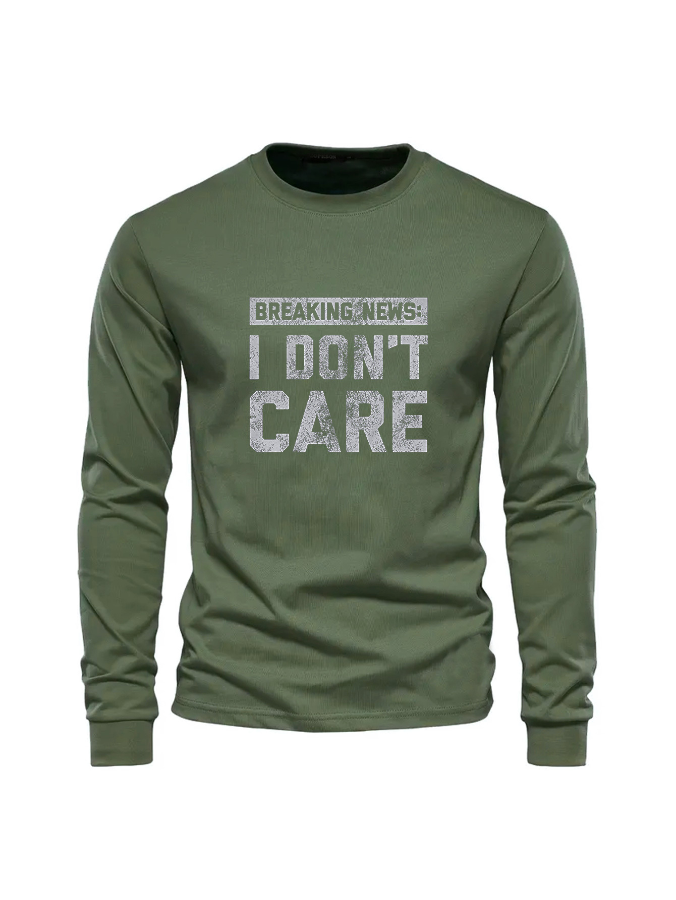 Undershirt Crew Neck - เสื้อยืดคอกลมแขนยาวผู้ชายผ้าฝ้าย 100% ทรงหลวม ไซส์ใหญ่ สไตล์สตรีทแวร์ เสื้อสเวตเชิ้ตสำหรับฤดูใบไม้ร่วงและฤดูใบไม้ผลิ