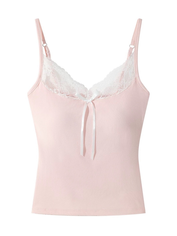 Base Layer Top - เสื้อกล้ามผู้หญิงแต่งลูกไม้ ผ้าผสมคอตตอน ทรงเข้ารูป ใส่เป็นเสื้อตัวในหรือเสื้อตัวนอกในฤดูร้อน สบายๆ ใส่สบาย