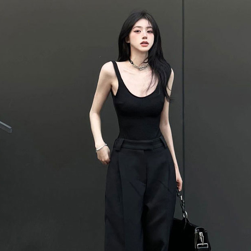 สีดํา Strappy บอดี้สูทเซ็กซี่  - Suspender Tank Top บทวิจารณ์และราคา